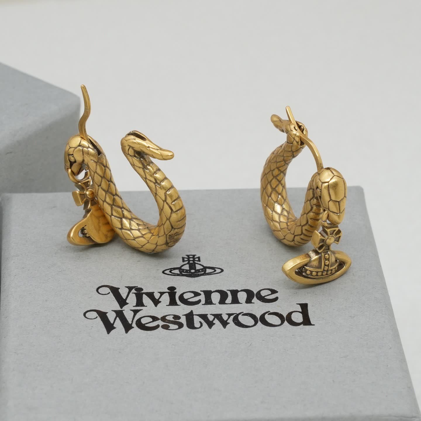 Vivienne Westwood Gold Snake Hoop Earrings